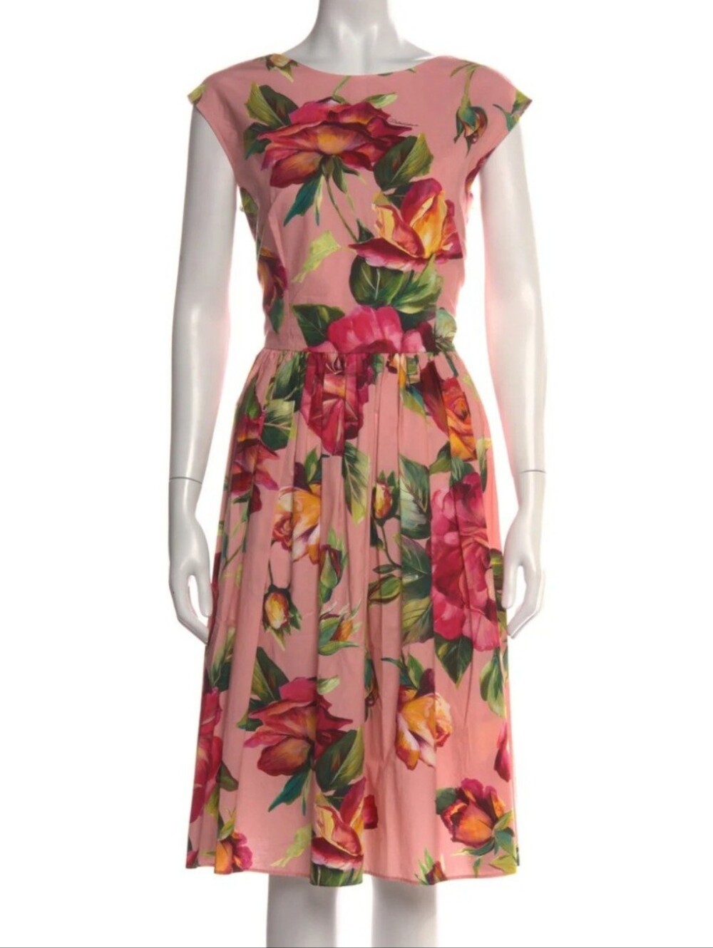 Dolce Gabbana Lovely Rose Print Fit&Flare Cotton Dress 48/14 $2495 💖Pristine